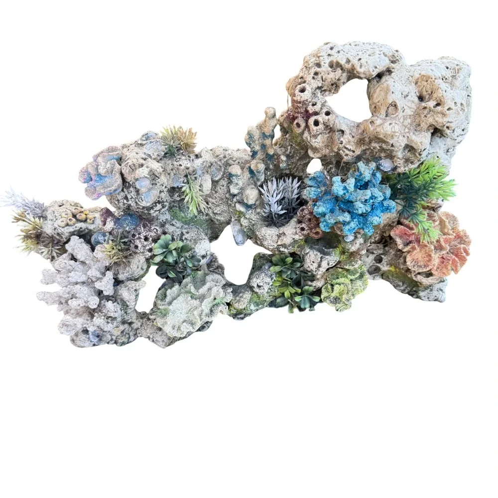 Aquarium Ornament, Artificial Coral Rock Cave Hideout, Fish‎ Tank Decor
